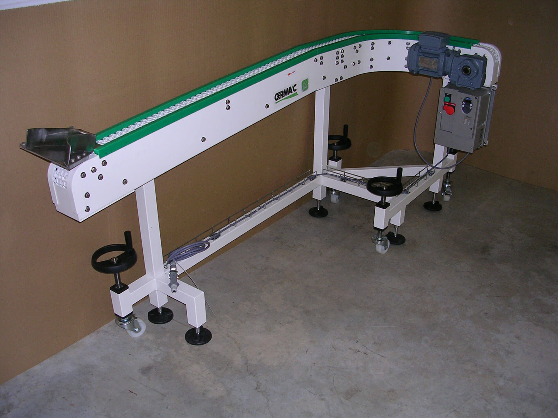 90° turn chain plate conveyors 